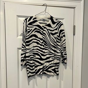Chico's Black and White Animal Print Cardigan